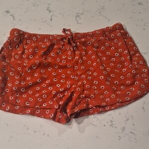 RVCA Orange Floral Elastic Waist Shorts